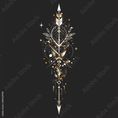 Stylish Golden Arrow Illustration with Symbolic Direction and Aesthetic Appeal