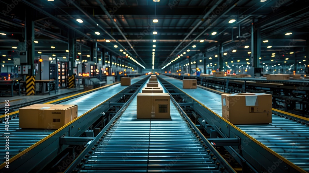 The factory floor is a symphony of motion, with conveyor belts transporting materials and finished products between automated workstations The factory floor is a symphony of motion, with conveyor belts transporting materials and finished products between automated workstations