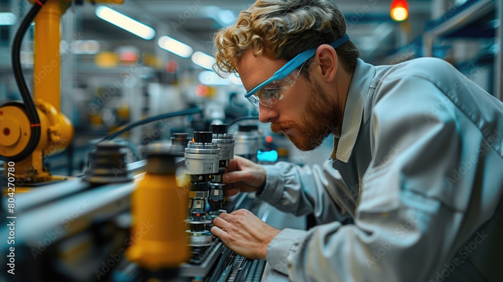 Technicians work hand in hand with automated robots, programming and fine-tuning their actions to achieve precision in manufacturing tasks