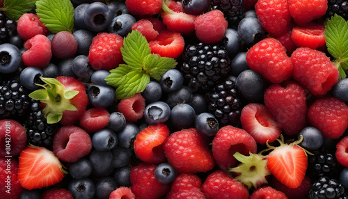 Food background, texture of assorted fresh berries