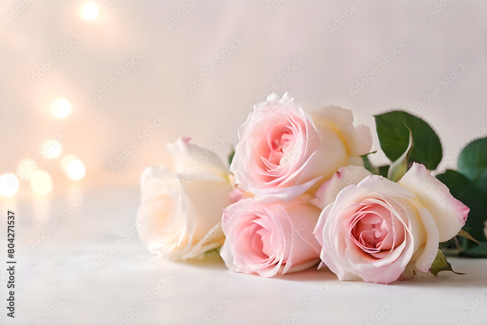 Fototapeta premium Several roses on simple background.