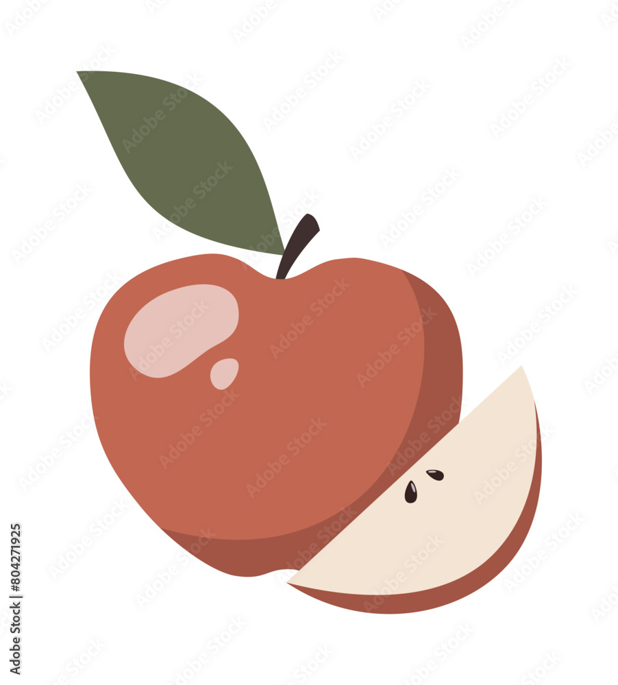 Obraz premium Flat vector apple isolated on white background