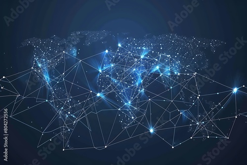 Global network connection. Big data or global social network connection. Low polygonal World map concept of global business. Global network connection. Big