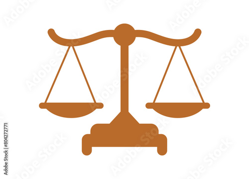 Tabletop scales vector icon in flat style. Attribute of court, law. The weight sign as a balancing measure. 