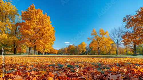 Autumn Splendor with Vivid Trees and Blue Sky  