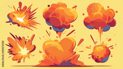 Explode animation effect. Vector cartoon explosion