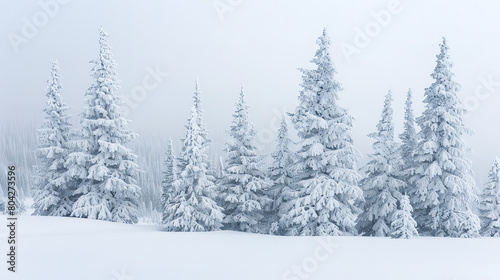 Winter Wonderland with Snow-Covered Pine Trees © Davivd