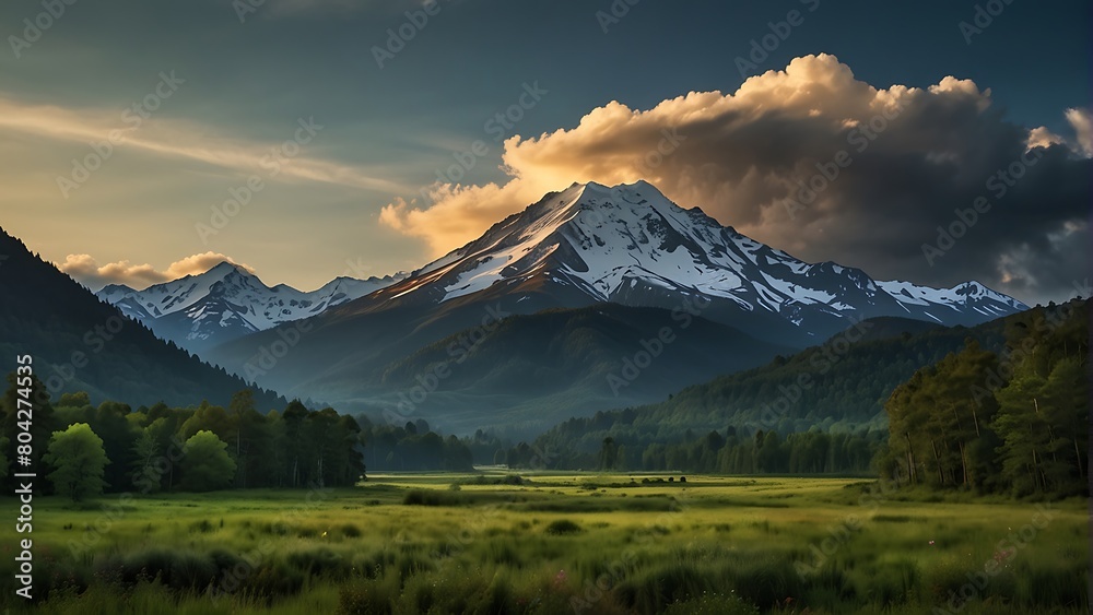 Naklejka premium waterfall in the forest Nature's Masterpiece Breathtaking Landscape 