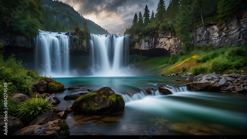 waterfall in the forest  Nature s Masterpiece Breathtaking Landscape 