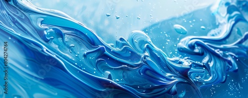 Abstract liquid blue texture background with flowing paint and artistic color splashes
