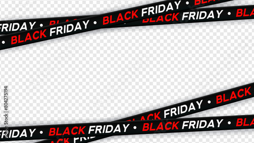 Black friday ribbon. Vector background with tape of sale, black friday, discount, advertising. Banner or poster template