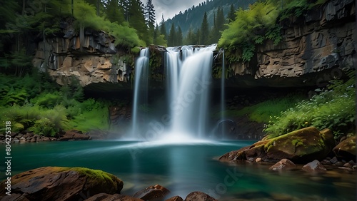 waterfall in the forest  Nature s Masterpiece Breathtaking Landscape 