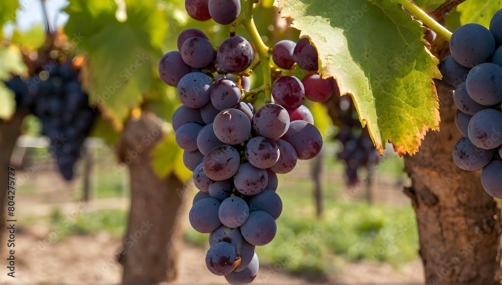 Fototapeta premium Grapes at vineyards plant in sunny day