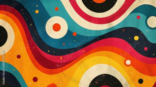Multicolored Wave With Circles and Dots