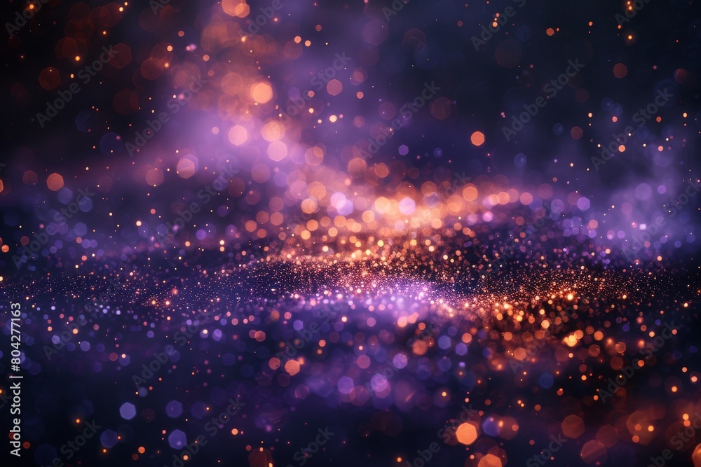 Fototapeta premium A vivid display of glistening particles in shades of purple and pink with a soft focus, symbolizing dreams and imagination