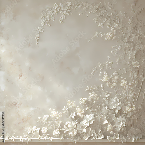 Elegant Plaster Relief with Flower Texture for Home Interiors