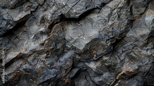 Dark Textured Rock Surface with Veins of Gold