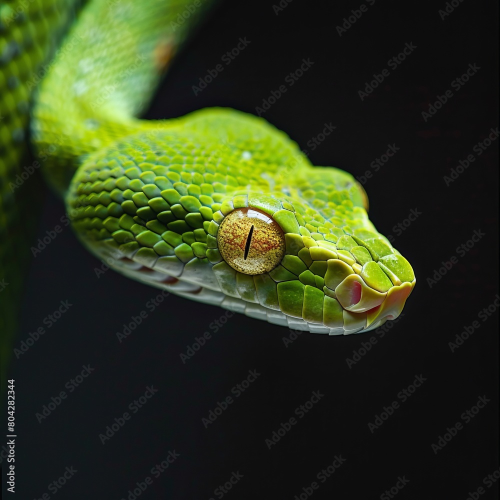 Fototapeta premium green snake close up.