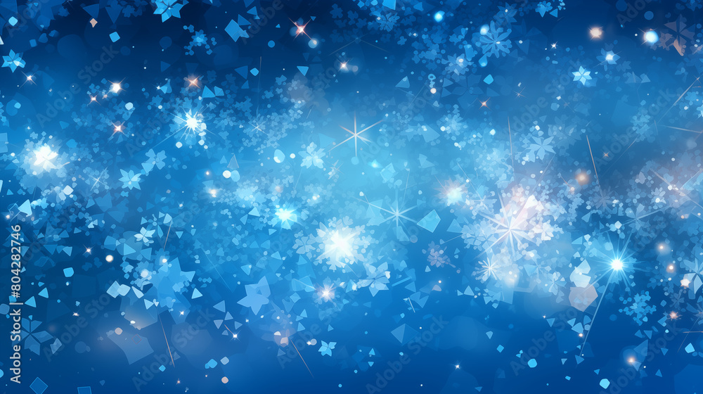 Starry Blue Polygon Background with Abstract Shapes