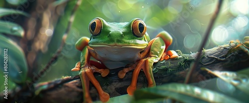 Dumpy frog, tree frog, papua green tree frog photo
