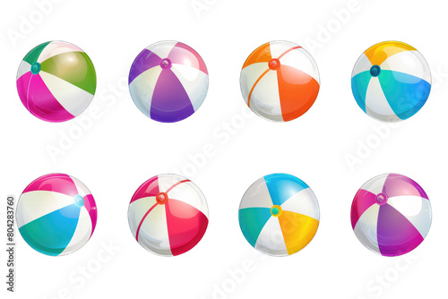 Set of colorful beach balls. For summer fun in isolated on transparent background