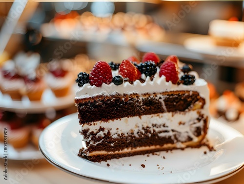 Delightful Cake Temptation  Close-Up on Cafe Table