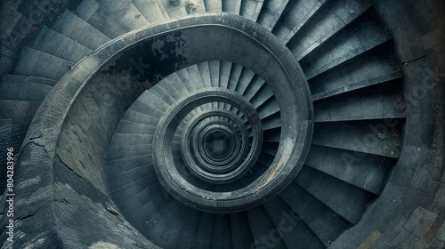 AI generated illustration of an ancient spiral staircase