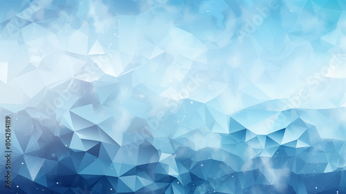 Cool Blue Polygonal Design with Soft Snowfall