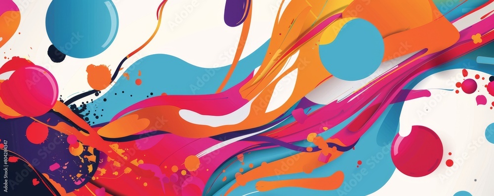 Colorful abstract art with dynamic splashes and vibrant swirls