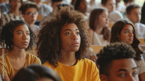 Multiethnic group of university students in lecture hall