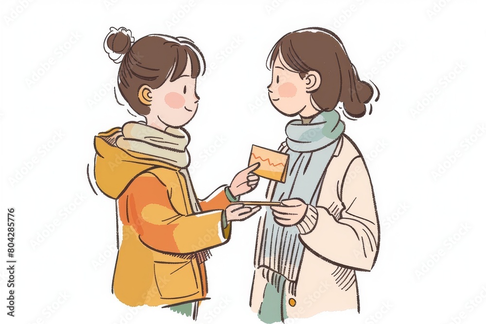 A heartwarming illustration of a mother receiving a handmade card from her child, filled with love and gratitude. A heartwarming illustration of a mother receiving a handmade card from her child, filled with love and gratitude.