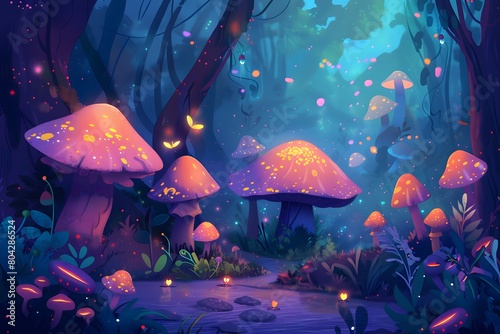Mystical Forest Wonderland, Enchanted Glowing Forest, Magical Firefly Woods © Valentin