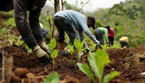 Volunteers participate in forest reforestation