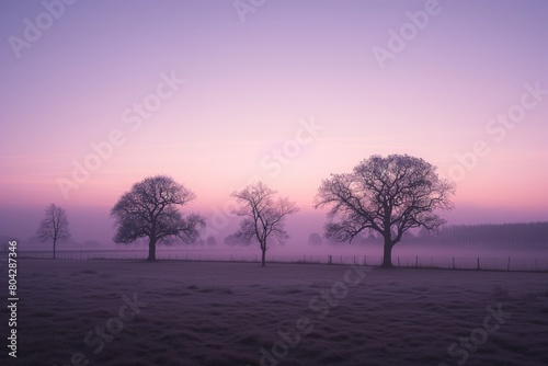 sunrise in soft pastel lilac and violet shades