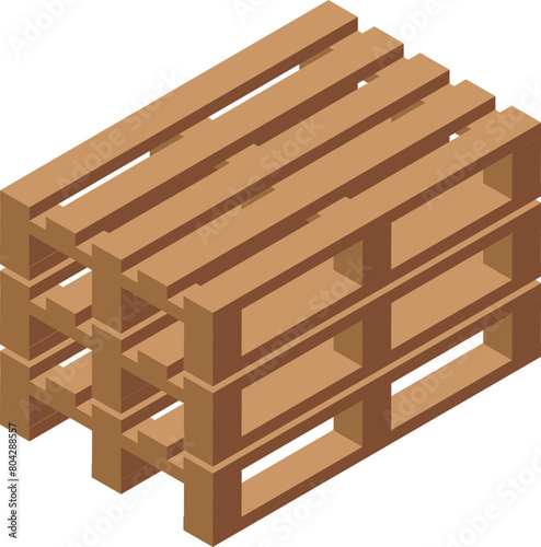 Wooden pallet stack icon isometric vector. Store retail. Market logistic