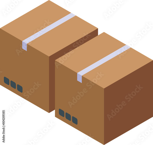 Crate boxes icon isometric vector. Carton material. Sale distributor market