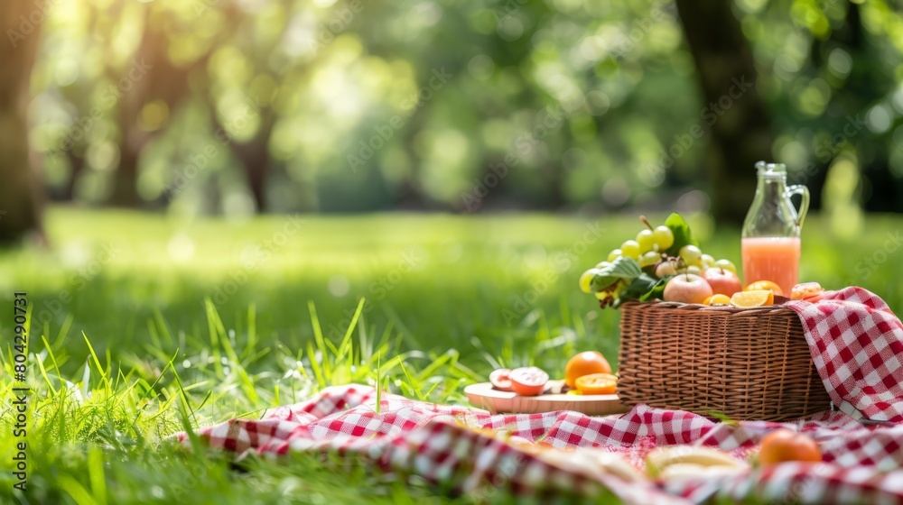 Healthy picnic in the shade of fruit trees, perfect for a sugar-free outdoor dining experience Healthy picnic in the shade of fruit trees, perfect for a sugar-free outdoor dining experience