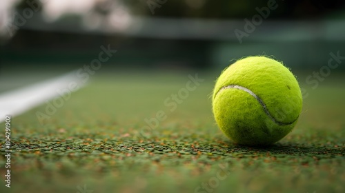 A clean, new tennis ball is ready for play on the tennis court