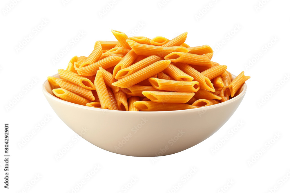 A Serene Setting: A White Bowl Overflowing With Pasta on a Clean White Table. On a White or Clear Surface PNG Transparent Background. A Serene Setting: A White Bowl Overflowing With Pasta on a Clean White Table. On a White or Clear Surface PNG Transparent Background.