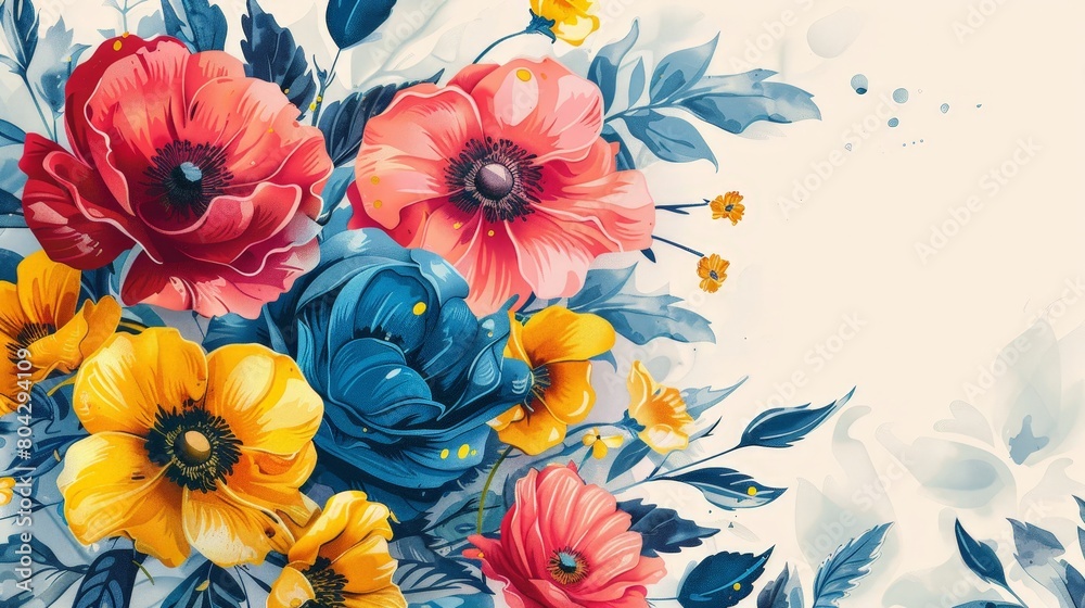 Bouquet of Colorful Flowers on White Background Bouquet of Colorful Flowers on White Background