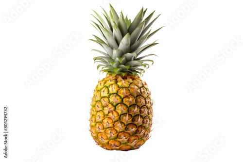 A Golden Crown: The Majestic Pineapple. On a White or Clear Surface PNG Transparent Background.