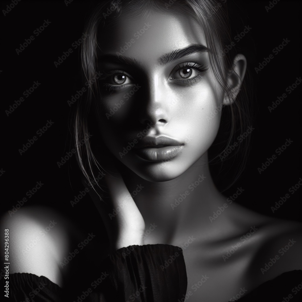 Timeless Expression - Portrait of a Young Woman in Black and White Timeless Expression - Portrait of a Young Woman in Black and White