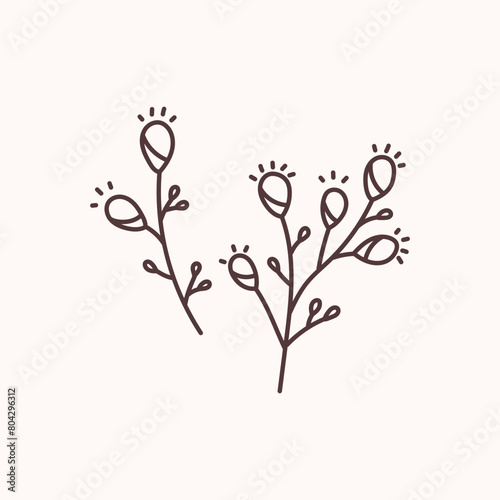 Goat-willow twigs vector illustration. Perfect for Easter banner, postcard, poster, party and other decorations.