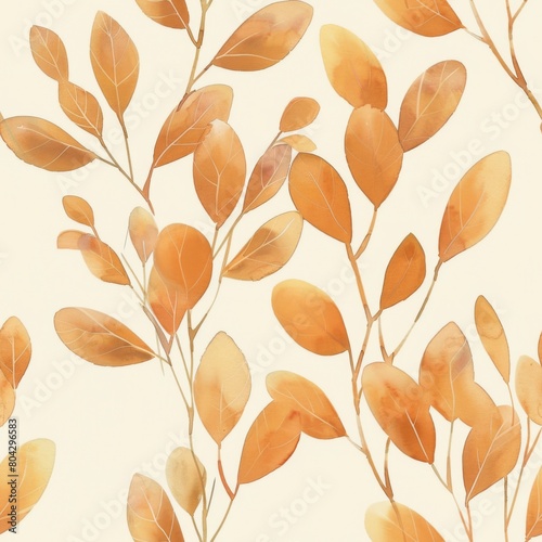 Autumnal Elegance: Orange Leaves Pattern on a Soft Background