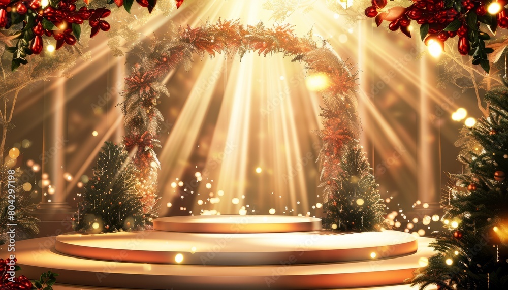 Compleion Rites Stage Background A celebratory podium scene with a focus on award ceremonies, featuring ...