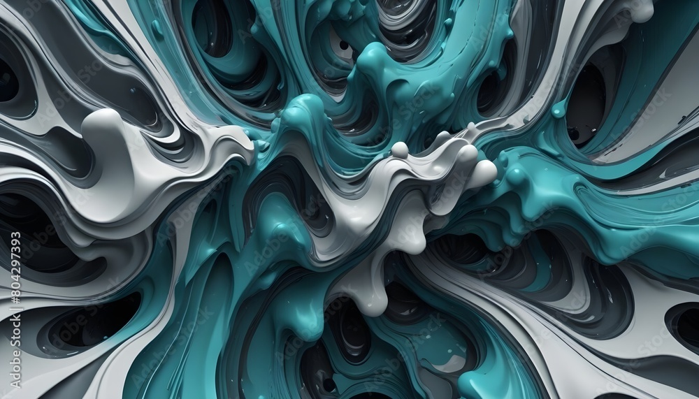 Obraz premium Whispers of the Turquoise Tempest Background: A Melody in Shades of Grey and Turquoise