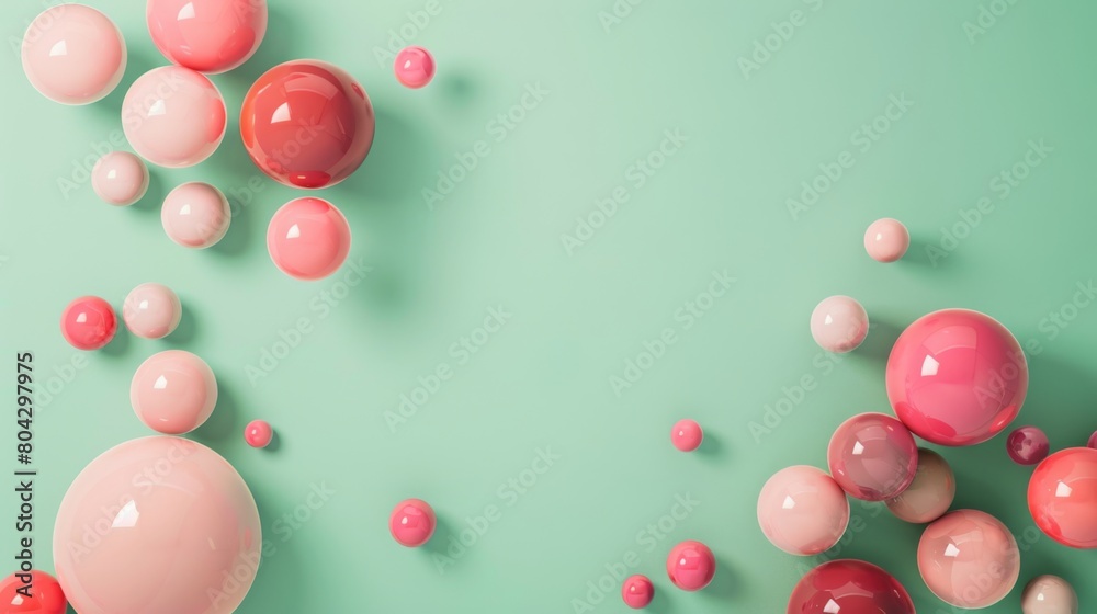 Vibrant Pink and Peach Spheres on a Pastel Green Background Vibrant Pink and Peach Spheres on a Pastel Green Background