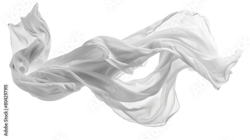 floating white fabric blowing isolate on transparency background PNG