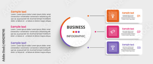 Vector minimal Infographic design template with icons and 3 options or steps. Can be used for process diagram, presentations, workflow layout, banner, flow chart, info graph