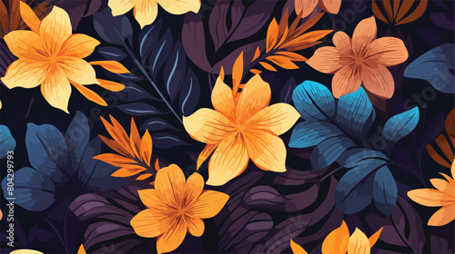 floral seamless pattern with flowers and plants in